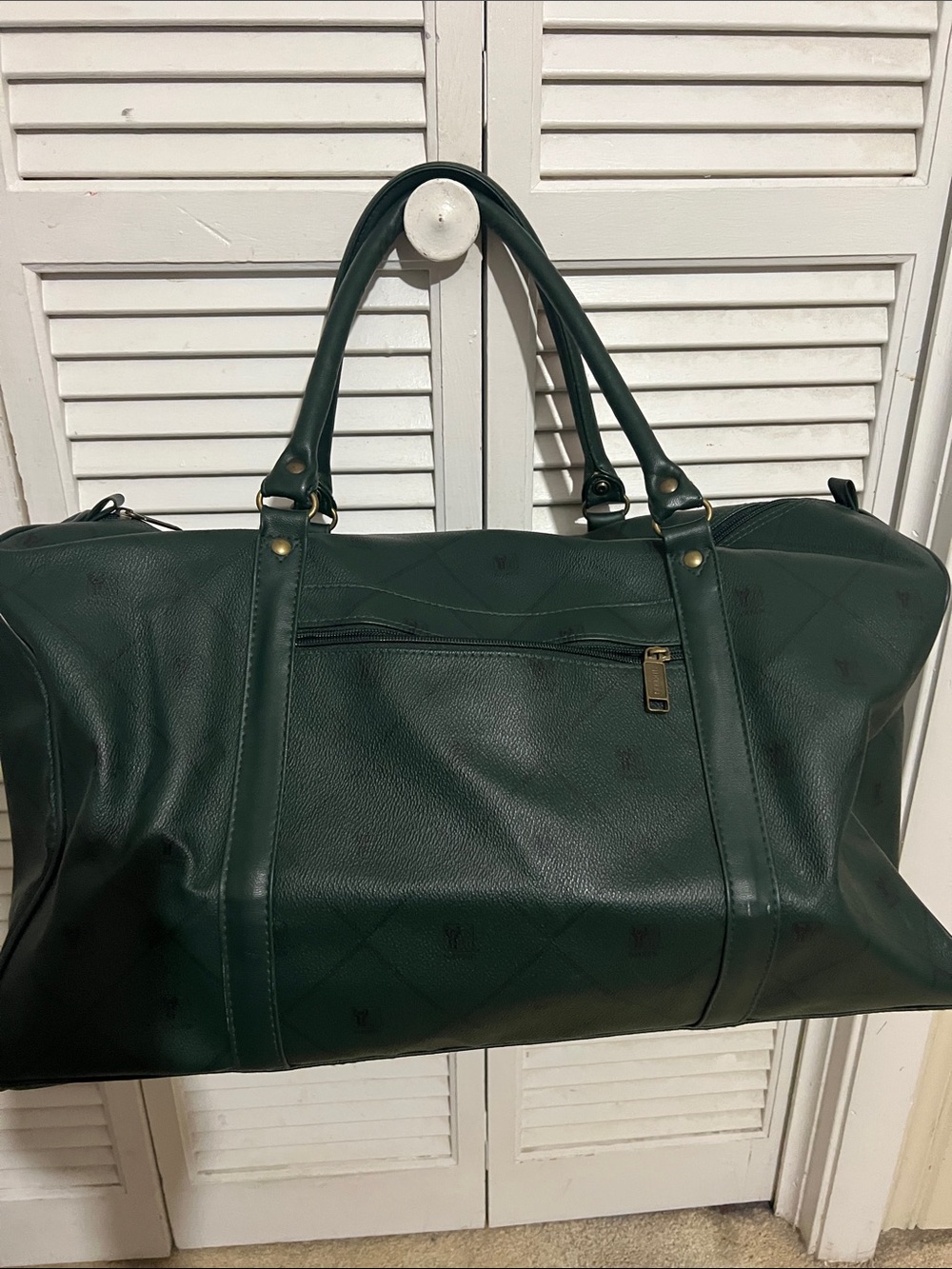 Men's Green Duffel Bag with Front Zip Pocket